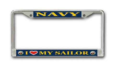 I Love My Sailor License Plate Frame