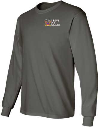 I Love My Sailor U.S. Navy Embroidered Long Sleeve T-Shirt