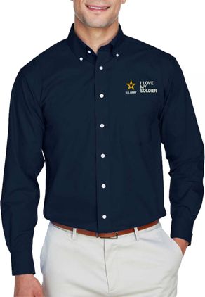 I Love My Soldier U.S. Army Embroidered Dress Shirt