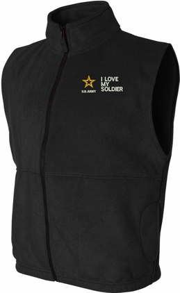 I Love My Soldier U.S. Army Full Zip Fleece Vest
