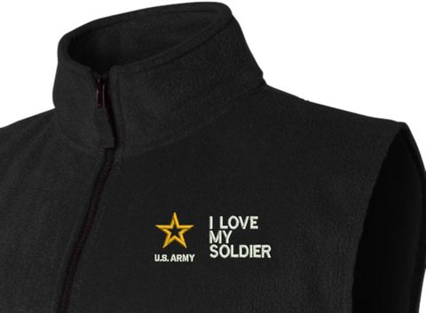 I Love My Soldier U.S. Army Full Zip Fleece Vest