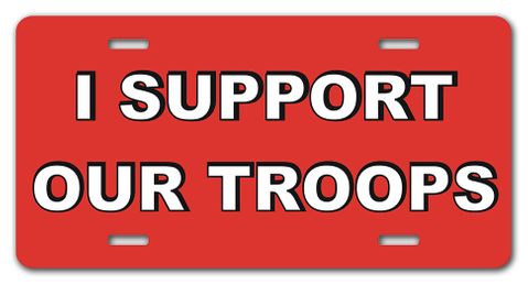 I Support Our Troops Red License Plate