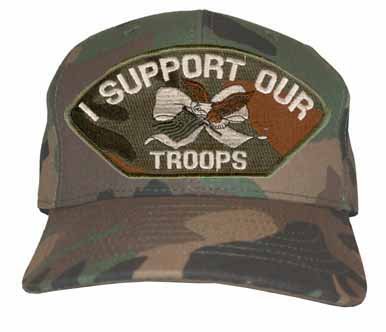 'I Support Our Troops' Woodland Camo Ball Cap