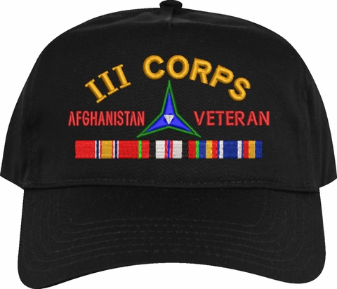 III Corps Afghanistan Veteran Embroidered Cap with Ribbons