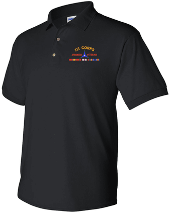 III Corps Afghanistan Veteran with Ribbons Embroidered Polo