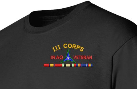 III Corps Iraq Veteran with Ribbons Embroidered T-Shirt