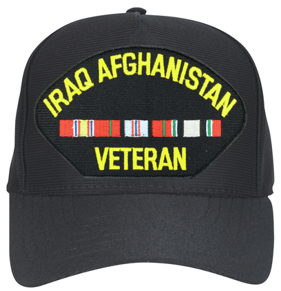 Iraq Afghanistan Veteran with Ribbons Black Ball Cap Hat