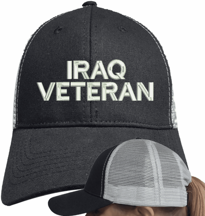 Iraq Veteran Text Only Mesh-Back Ponytail Cap