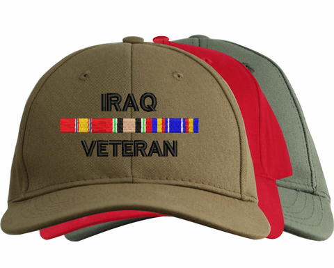 Iraq Veteran War Conflict 3-Ribbon Stack Made In USA Cap