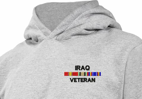 Iraq Veteran with Service Ribbons Heavy Weight Fleece Hoodie