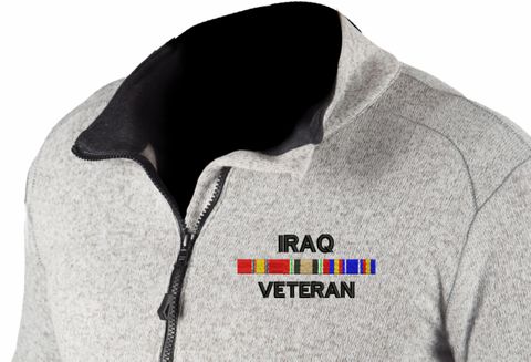 Iraq Veteran with Service Ribbons Knit HEATR Long Sleeve Full Zip