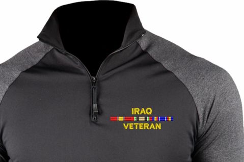 Iraq Veteran with Service Ribbons ProWikMax 2-Tone 1/4 Zip Knit Long Sleeve Shirt