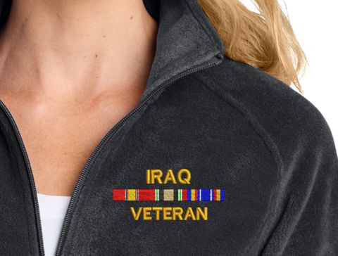 Iraq Veteran with Service Ribbons Women's Fleece Jacket