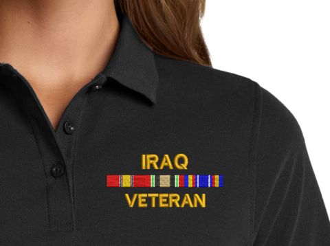 Iraq Veteran with Service Ribbons Women's Stain-Release Polo