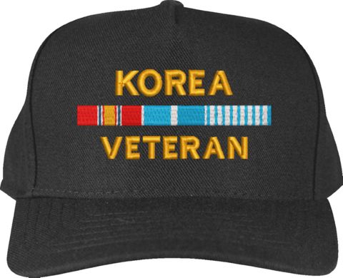 Korea Veteran Ribbons Black High-Profile Cap (Made in the USA)