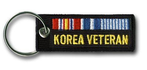 KOREA VETERAN WITH RIBBONS EMBROIDERED 2" KEY RING