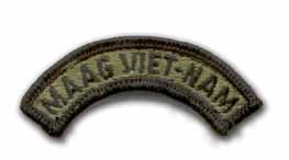 MAAG VIET-NAM TAB (BLACK ON OD GREEN) 3/4"h x 3"w  MILITARY PATCH