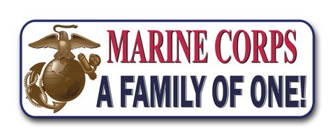 Marine Corps " A Family Of One " Vinyl Transfer Bumper Sticker