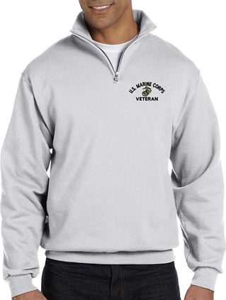 Marine Corps Veteran Ash Quarter-Zip Pullover Large