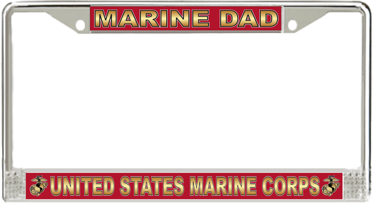 Marines Dad 3D Black Metal License Plate Frame – Heavy-Duty, Universal Fit, Easy Install