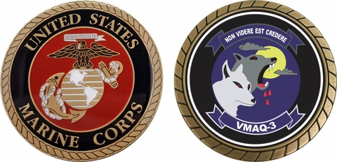 Marine Tactical Electronic Warfare Squadron VMAQ-3 Challenge Coin