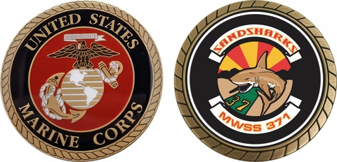 Marine Wing Support Squadron MWSS 371 Sandsharks Challenge Coin