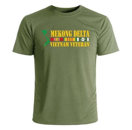 Mekong Delta Vietnam Veteran Military Green Printed T-Shirt X-Large