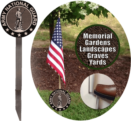 National Guard Flag Holder Grave Marker with 8x12 American Flag