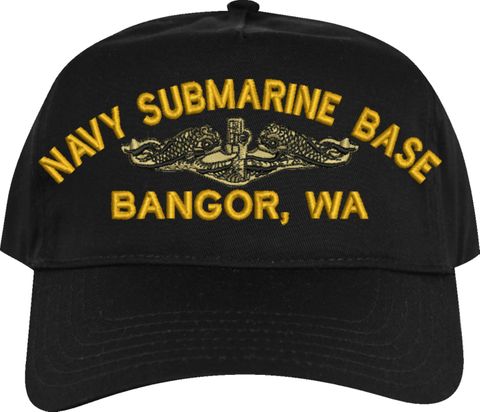 Naval Submarine Base Bangor w/ Gold Dolphins Embroidered Cap