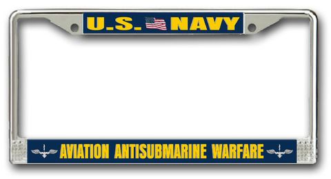 Navy Aviation Antisubmarine Warfare AX Chrome License Plate Frame