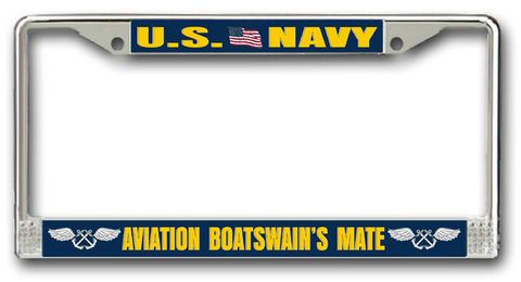 Navy Aviation Boatswain's Mate AB Chrome License Plate Frame