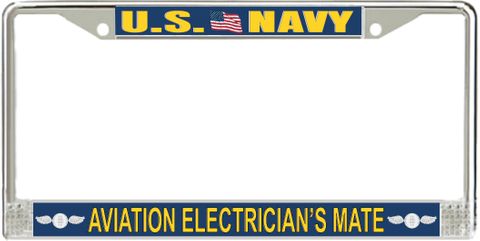 Navy Aviation Electrician's Mate AE Chrome License Plate Frame