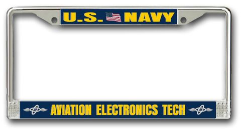 Navy Aviation Electronics Tech AT Chrome License Plate Frame