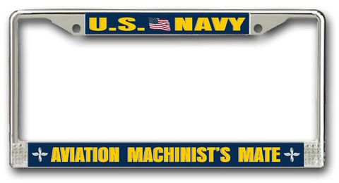 Navy Aviation Machinists Mate AD Chrome License Plate Frame