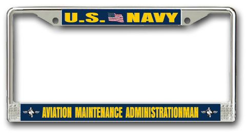 Navy Aviation Maintenance Man AZ Chrome License Plate Frame