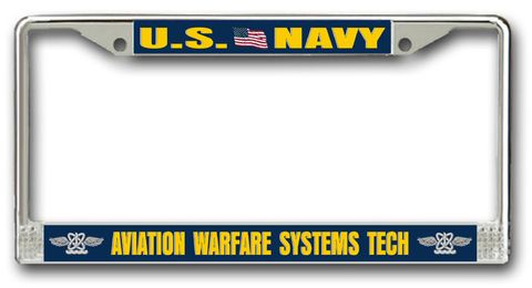 Navy Aviation Warfare Systems Tech AW Chrome License Plate Frame