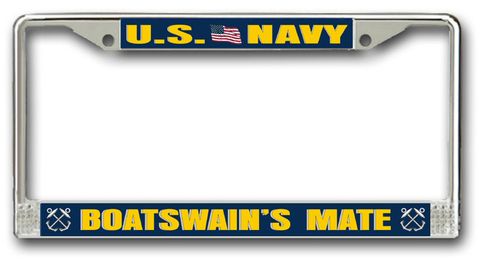 Navy Boatswain's Mate BM Chrome License Plate Frame