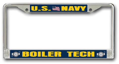 Navy Boiler Tech BT Chrome License Plate Frame