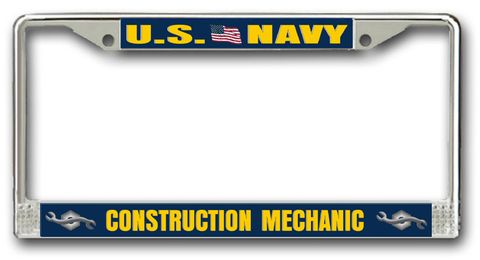 Navy Construction Mechanic CM Chrome License Plate Frame