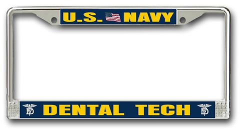 Navy Dental Technician DT Chrome License Plate Frame