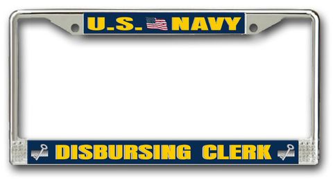 Navy Disbursing Clerk DM Chrome License Plate Frame