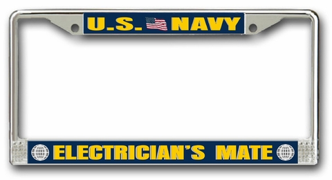 Navy Electrician's Mate EM Chrome License Plate Frame