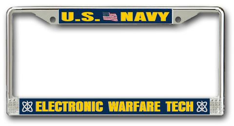 Navy Electronic Warfare Tech EW Chrome License Plate Frame