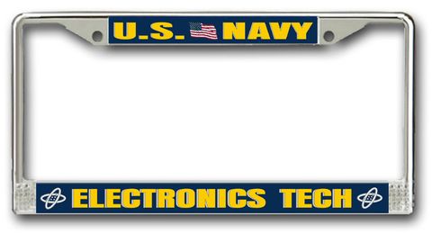 Navy Electronics Tech Chrome License Plate Frame