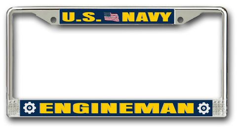 Navy Engineman EN Chrome License Plate Frame
