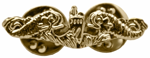 Navy Gold Submarine Dolphins Lapel Pin (1.5")