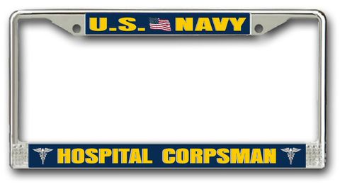 Navy Hospital Corpsman HM Chrome License Plate Frame