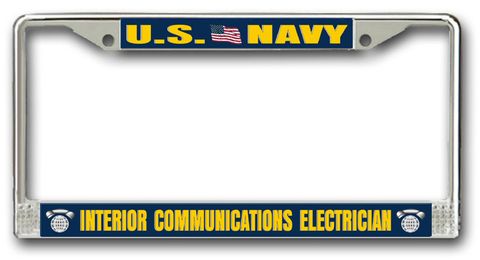 Navy Interior Communications Electrician IC Chrome License Plate Frame