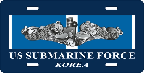 Navy Korea Service Ribbon With Silver Dolphins License Plate