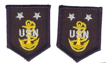 Navy Master Chief (E9) Rank Insignia Collar Device (pair) Patch